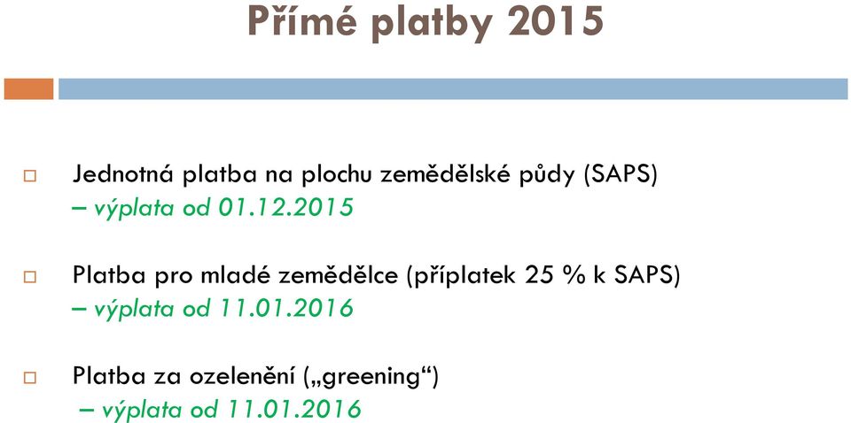 2015 Platba pro mladé zemědělce (příplatek 25 % k