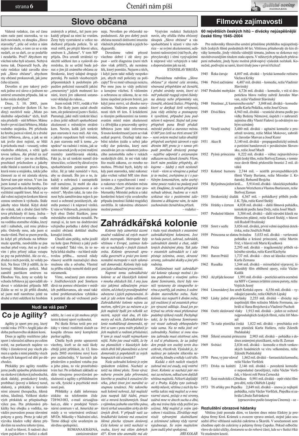 Doporučil bych, aby vaše redakce také zavedla sloupek Slovo občana, abychom my občané prokazovali, jak jsme čeho účastni.