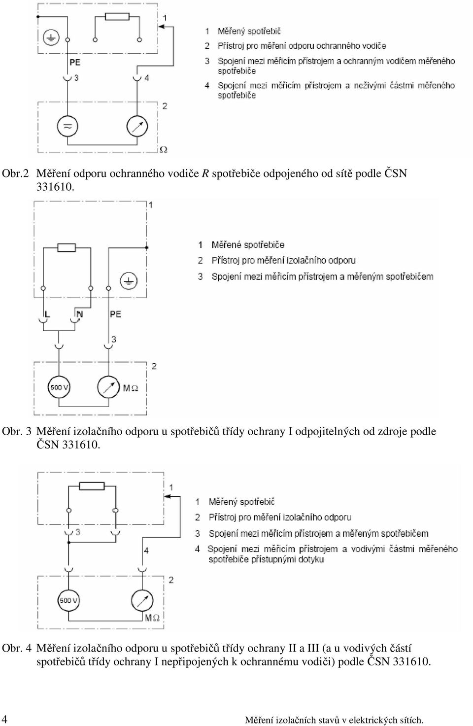 4 Měření izolačního odporu u spotřebičů třídy ochrany II a III (a u vodivých částí spotřebičů třídy