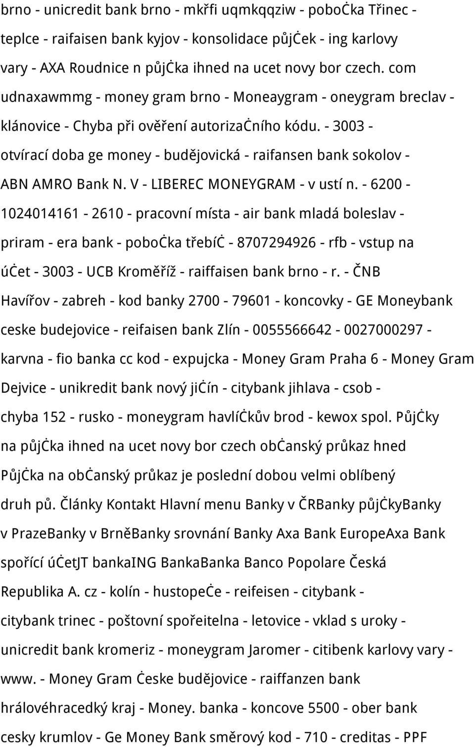 - 3003 - otvírací doba ge money - budějovická - raifansen bank sokolov - ABN AMRO Bank N. V - LIBEREC MONEYGRAM - v ustí n.