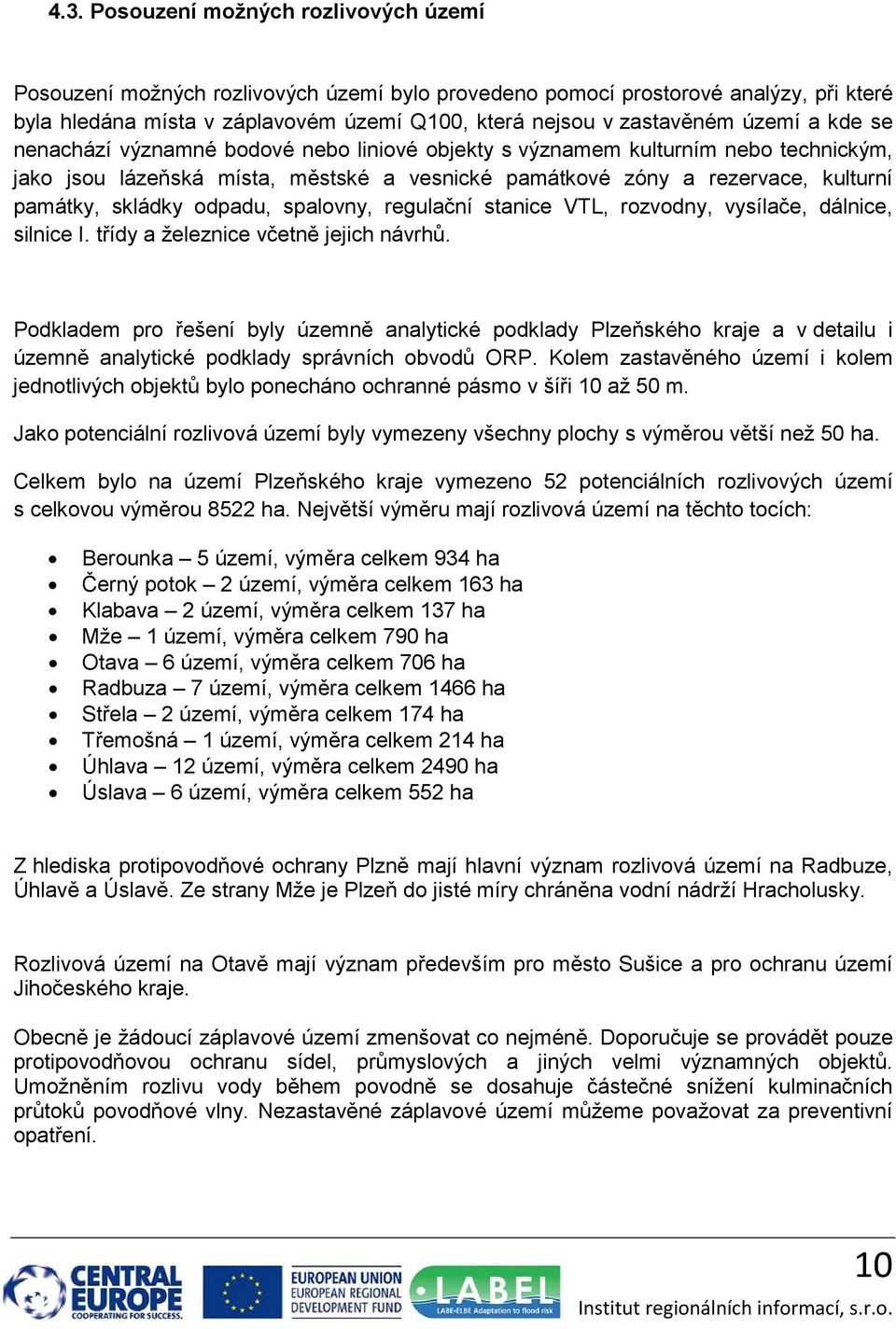 odpadu, spalovny, regulační stanice VTL, rozvodny, vysílače, dálnice, silnice I. třídy a železnice včetně jejich návrhů.