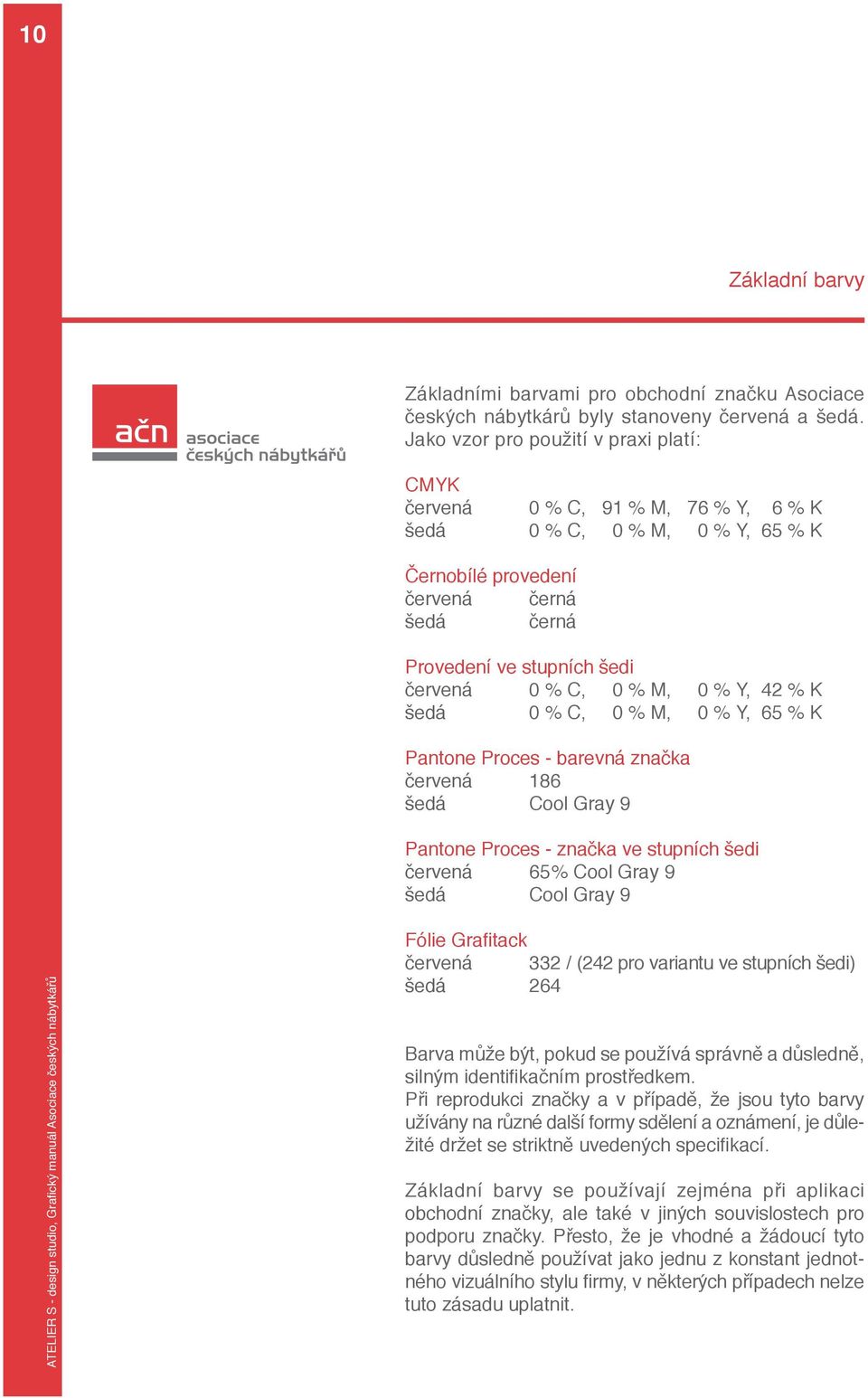 0 % M, 0 % Y, 42 % K šedá 0 % C, 0 % M, 0 % Y, 65 % K Pantone Proces - barevná značka červená 186 šedá Cool Gray 9 Pantone Proces - značka ve stupních šedi červená 65% Cool Gray 9 šedá Cool Gray 9