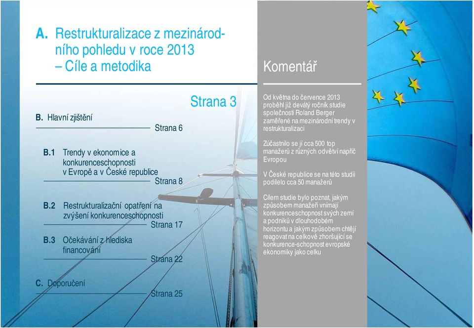 1 Trendy v ekonomice a konkurenceschopnosti v Evropě a v České republice Strana 8 B.2 Restrukturalizační opatření na zvýšení konkurenceschopnosti Strana 17 B.