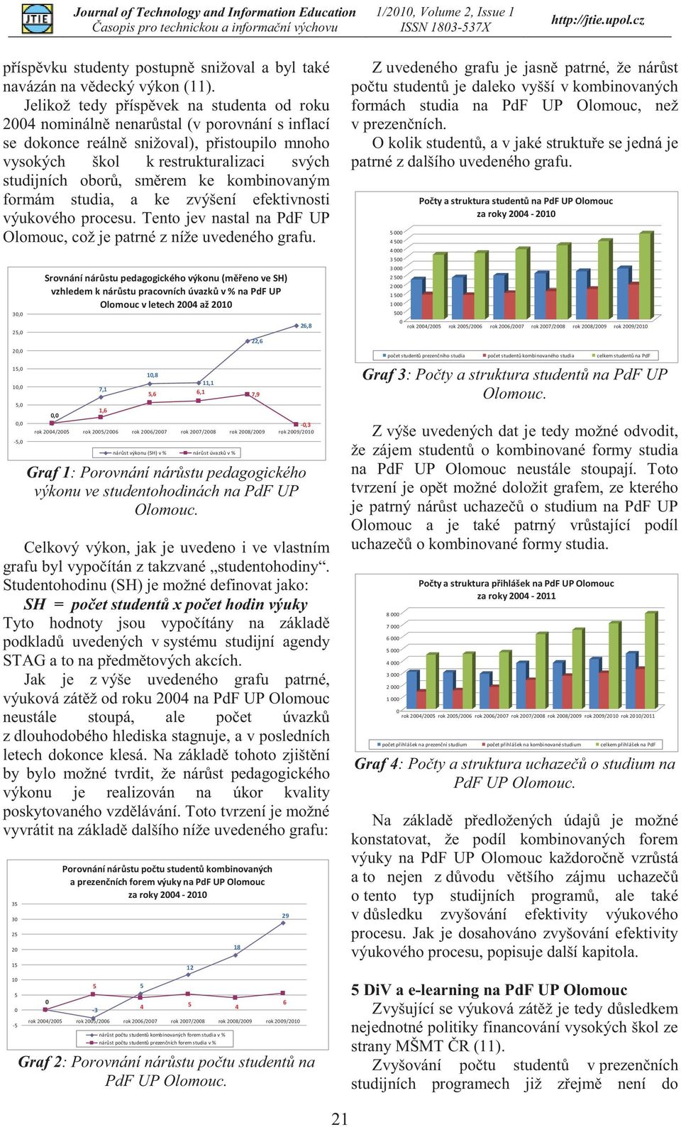 směrem ke kombinovaným formám studia, a ke zvýšení efektivnosti výukového procesu. Tento jev nastal na PdF UP Olomouc, což je patrné z níže uvedeného grafu.