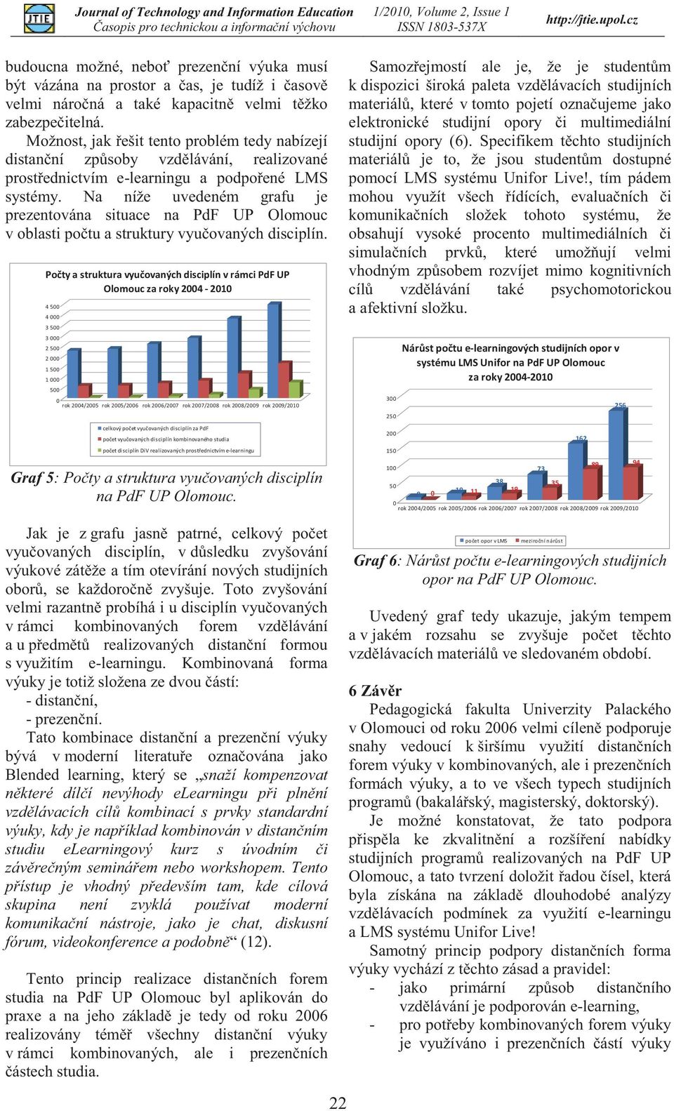 Na níže uvedeném grafu je prezentována situace na PdF UP Olomouc v oblasti počtu a struktury vyučovaných disciplín.