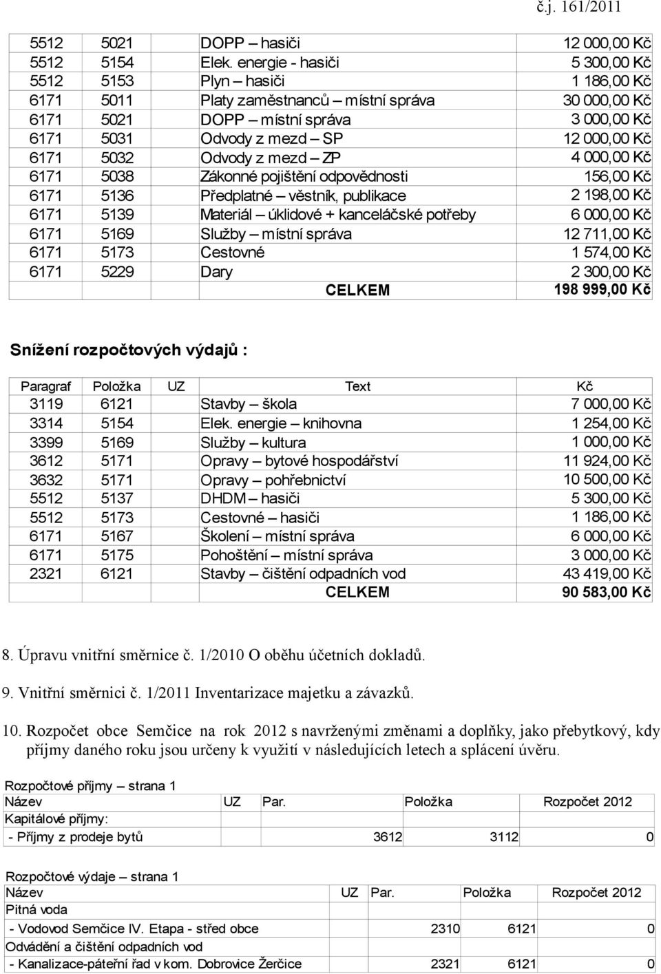 6171 5032 Odvody z mezd ZP 4 000,00 Kč 6171 5038 Zákonné pojištění odpovědnosti 156,00 Kč 6171 5136 Předplatné věstník, publikace 6171 5139 Materiál úklidové + kanceláčské potřeby 6171 5169 Služby