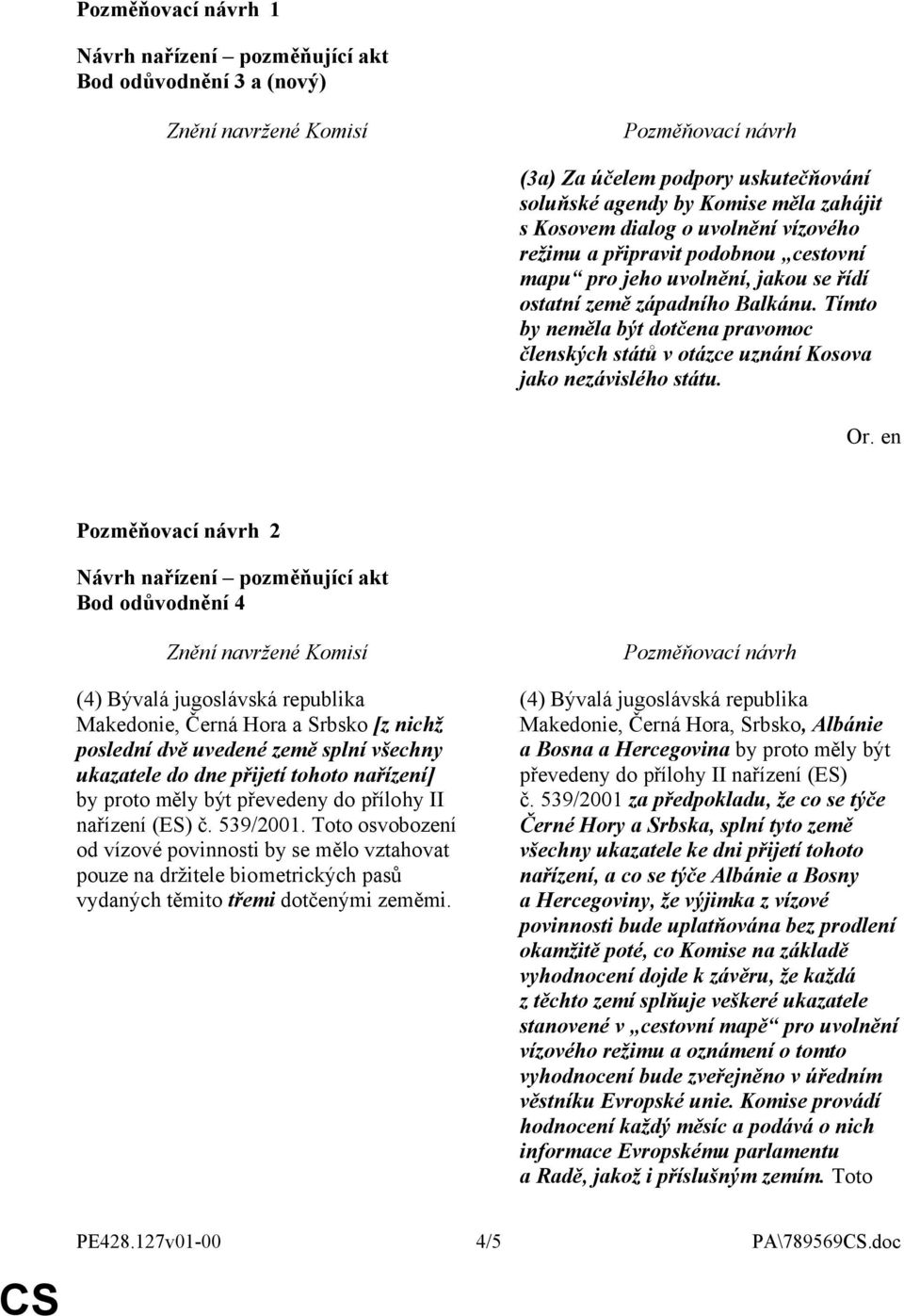 2 Bod odůvodnění 4 (4) Bývalá jugoslávská republika Makedonie, Černá Hora a Srbsko [z nichž poslední dvě uvedené země splní všechny ukazatele do dne přijetí tohoto nařízení] by proto měly být