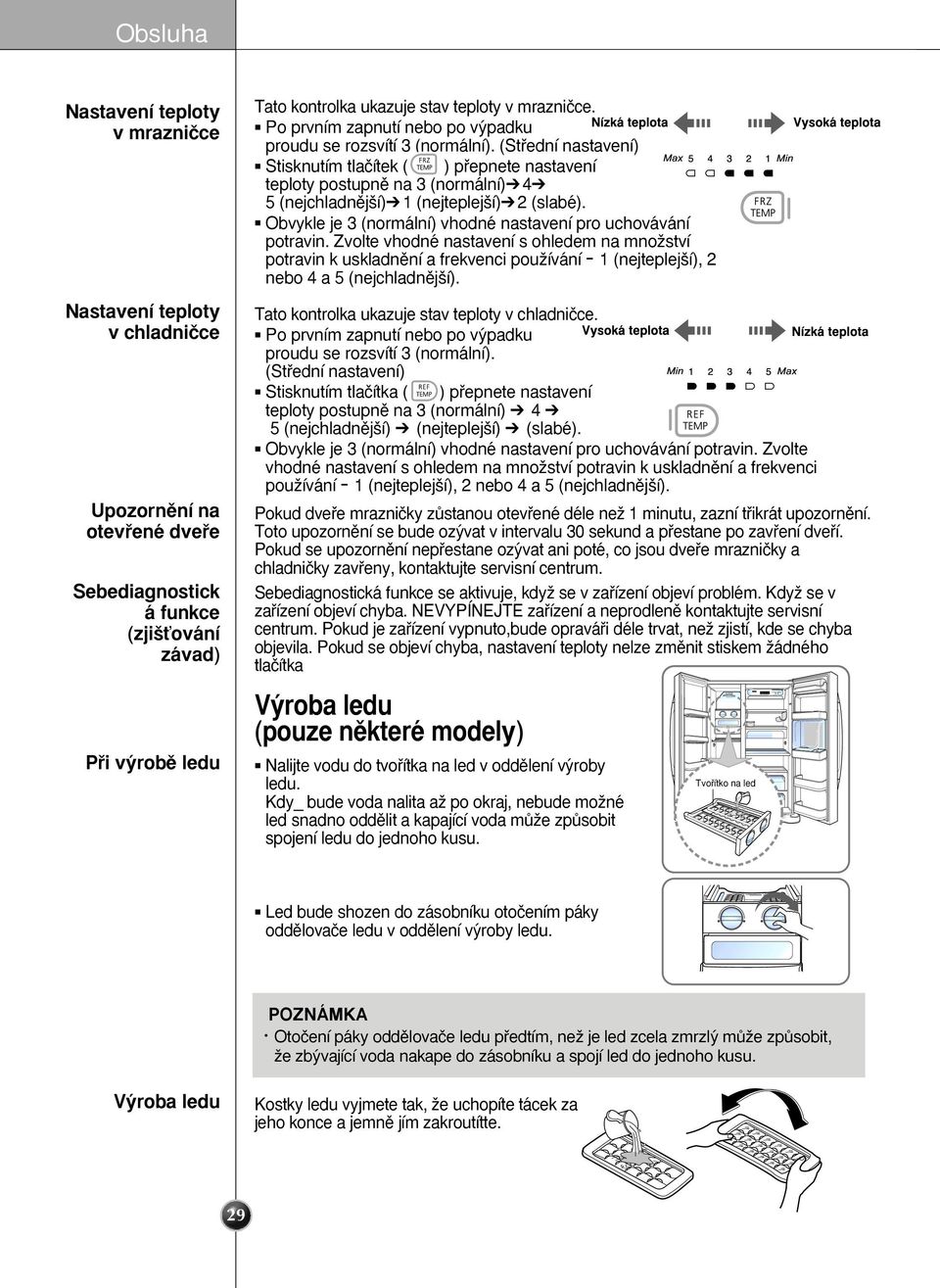 (Stfiední nastavení) 5 4 Stisknutím tlaãítek ( ) pfiepnete nastavení teploty postupnû na 3 (normální) 4 5 (nejchladnûj í) 1 (nejteplej í) 2 (slabé).