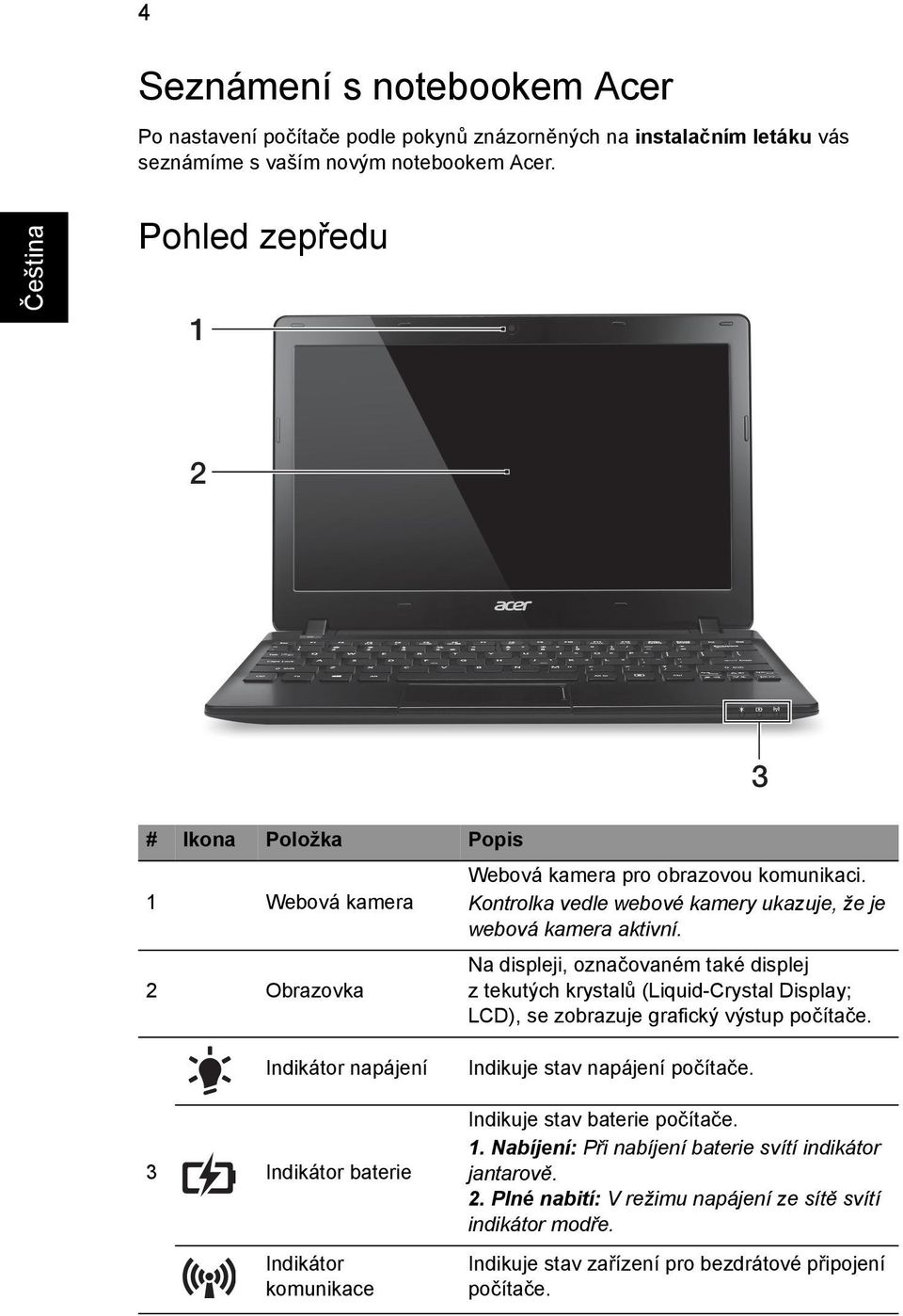 Na displeji, označovaném také displej z tekutých krystalů (Liquid-Crystal Display; LCD), se zobrazuje grafický výstup počítače.