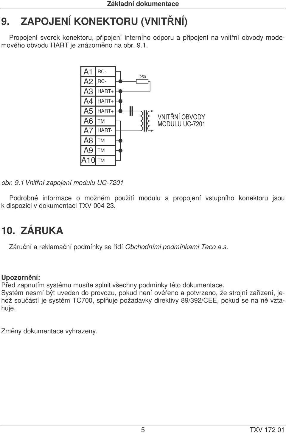 1 Vnitřní zapojení modulu UC-7201 Podrobné informace o možném použití modulu a propojení vstupního konektoru jsou k dispozici v dokumentaci TXV 004 23. 10.