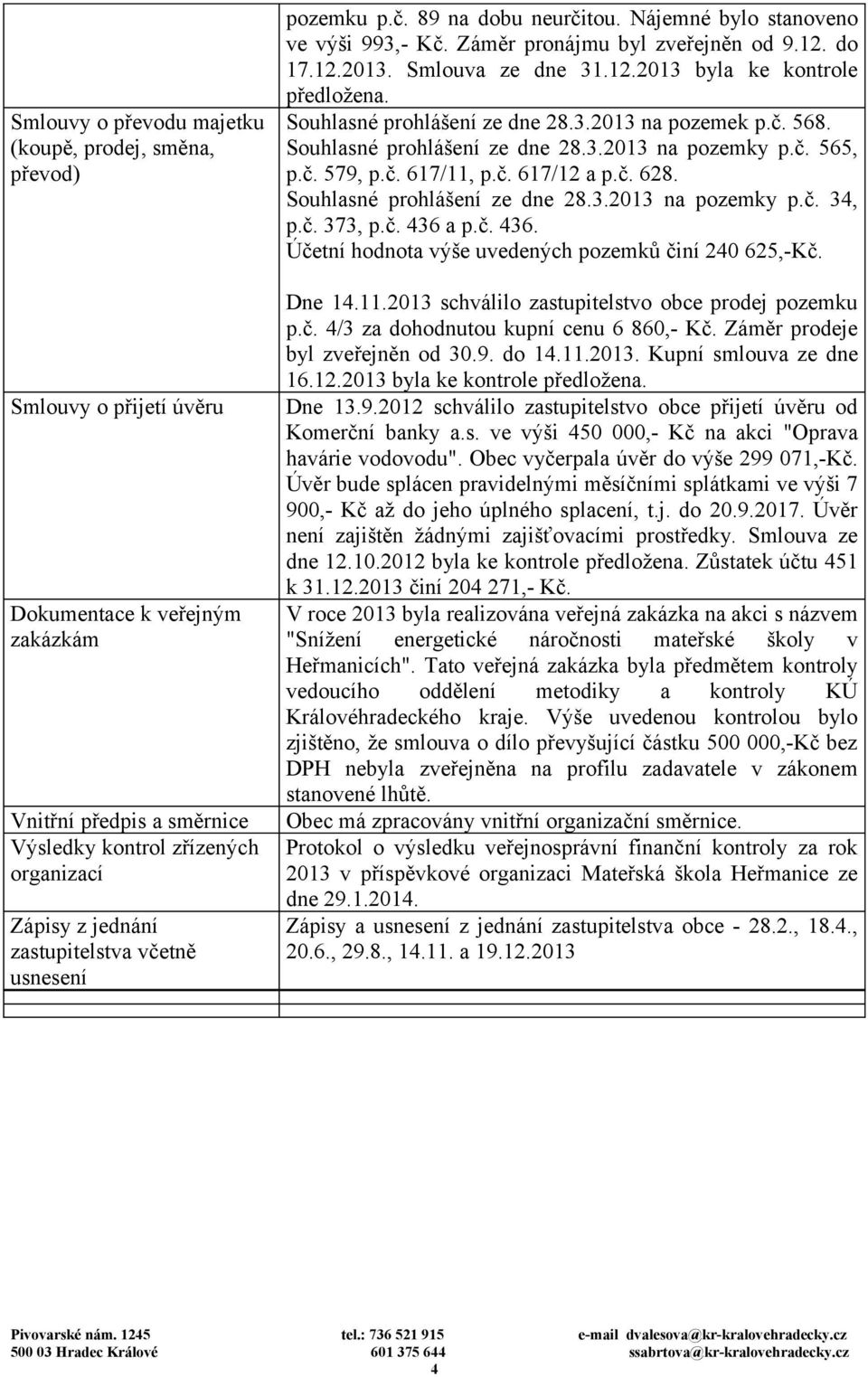 Souhlasné prohlášení ze dne 28.3.2013 na pozemek p.č. 568. Souhlasné prohlášení ze dne 28.3.2013 na pozemky p.č. 565, p.č. 579, p.č. 617/11, p.č. 617/12 a p.č. 628. Souhlasné prohlášení ze dne 28.3.2013 na pozemky p.č. 34, p.