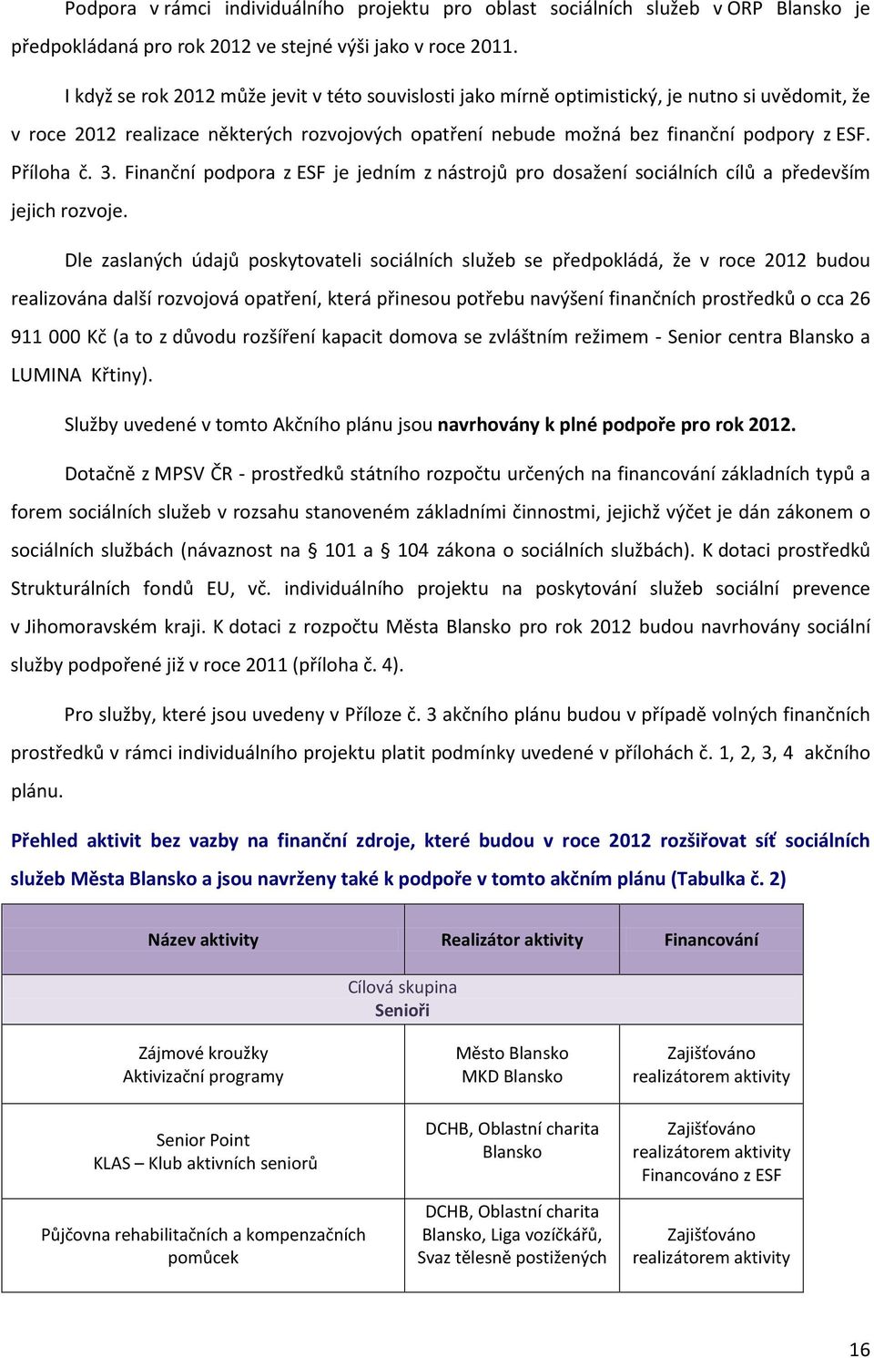 Příloha č. 3. Finanční podpora z ESF je jedním z nástrojů pro dosažení sociálních cílů a především jejich rozvoje.