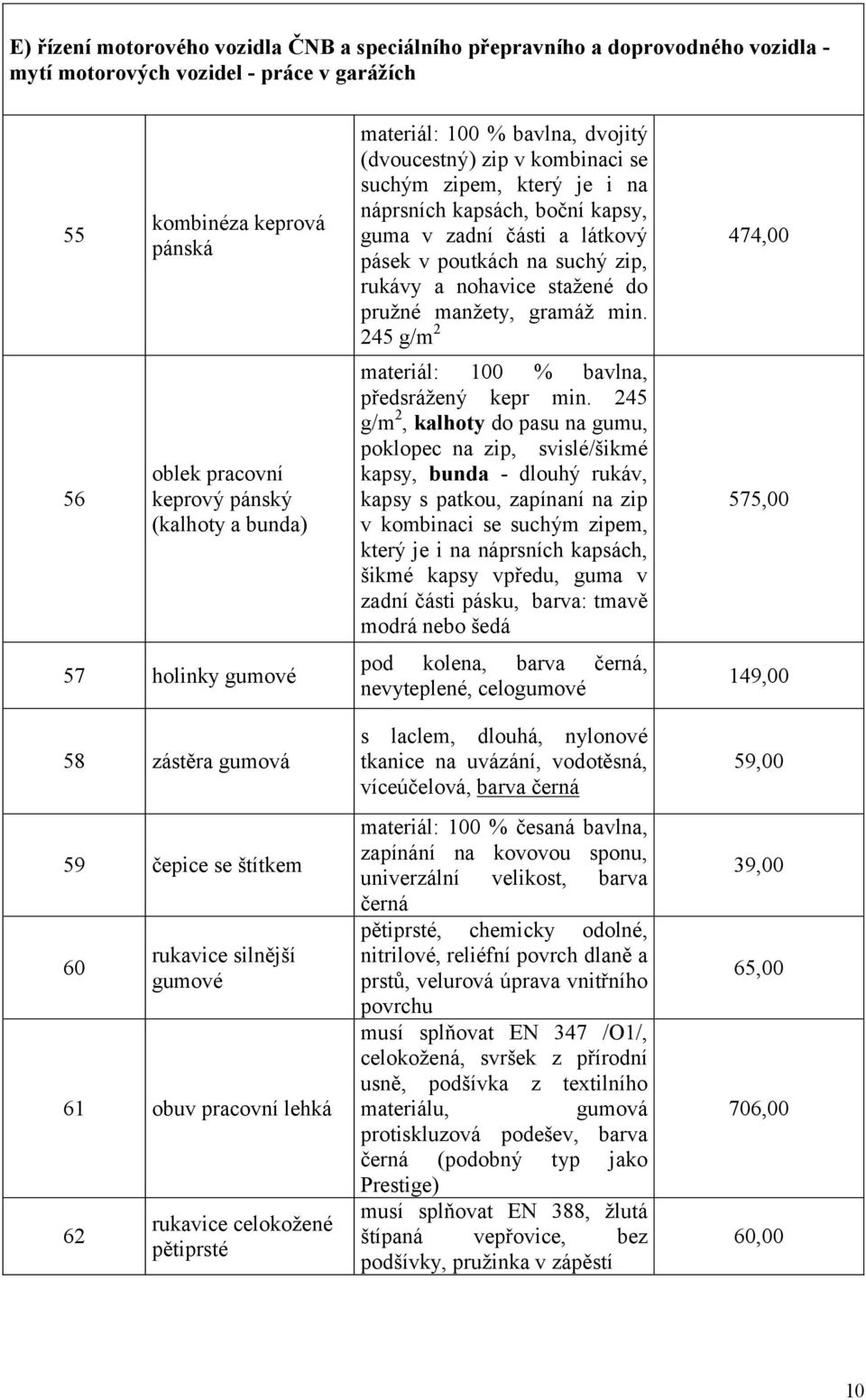 kombinaci se suchým zipem, který je i na náprsních kapsách, boční kapsy, guma v zadní části a látkový pásek v poutkách na suchý zip, rukávy a nohavice stažené do pružné manžety, gramáž min.