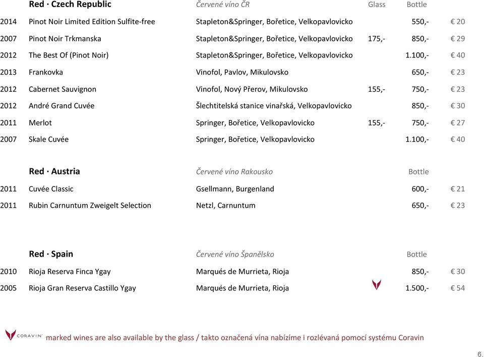 100,- 40 2013 Frankovka Vinofol, Pavlov, Mikulovsko 650,- 23 2012 Cabernet Sauvignon Vinofol, Nový Přerov, Mikulovsko 155,- 750,- 23 2012 André Grand Cuvée Šlechtitelská stanice vinařská,