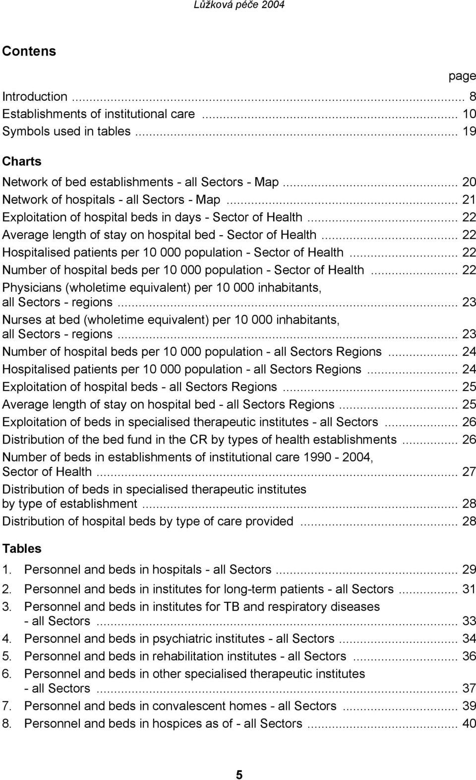 .. 22 Hospitalised patients per 10 000 population - Sector of Health... 22 Number of hospital beds per 10 000 population - Sector of Health.