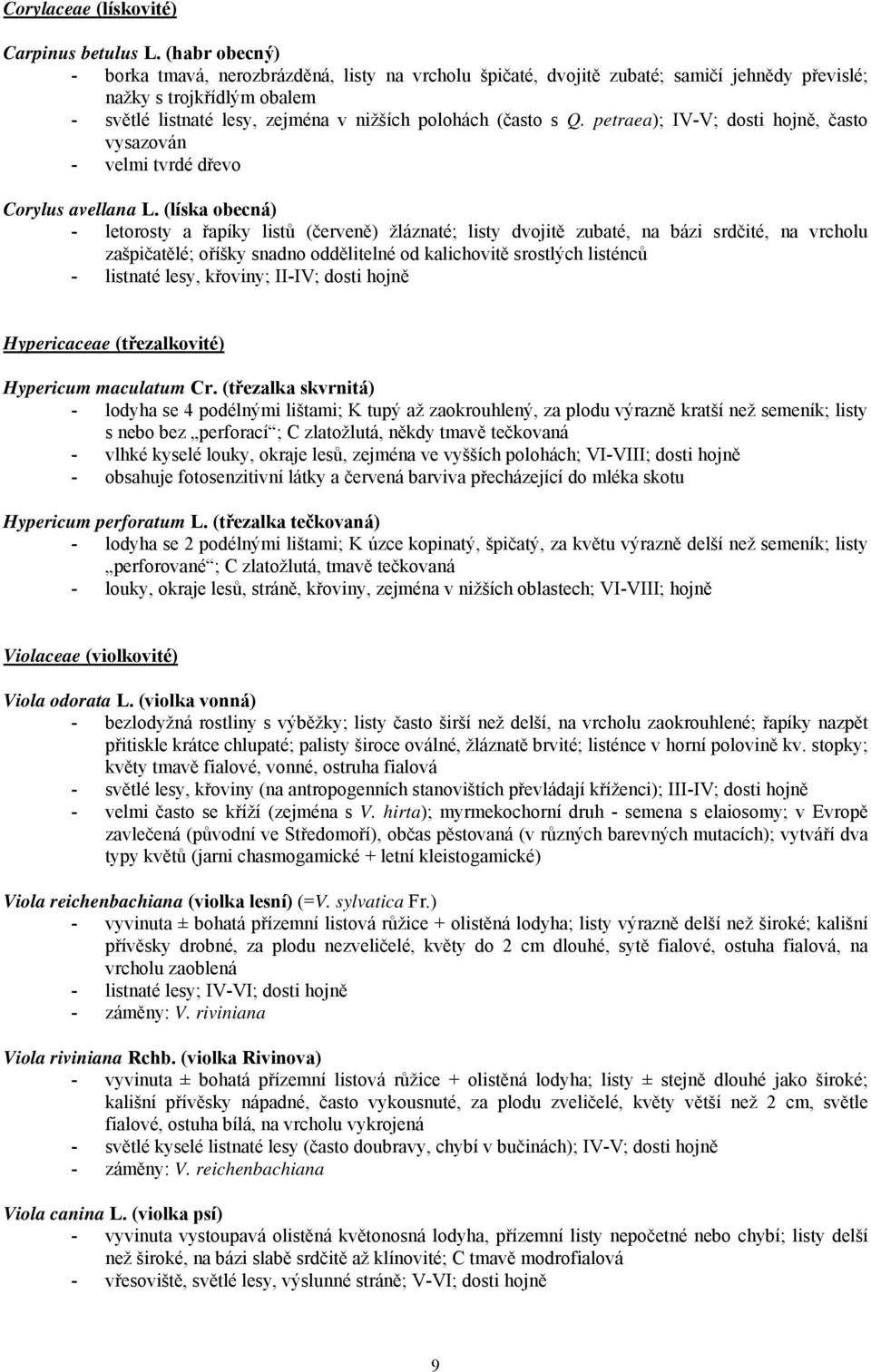 petraea); IV-V; dosti hojně, často vysazován - velmi tvrdé dřevo Corylus avellana L.