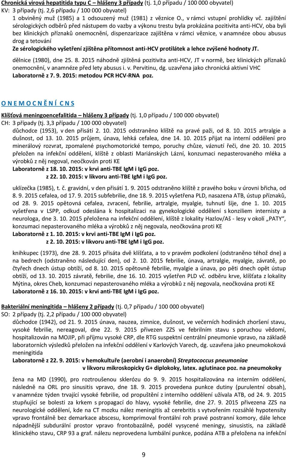 zajištění sérologických odběrů před nástupem do vazby a výkonu trestu byla prokázána pozitivita anti-hcv, oba byli bez klinických příznaků onemocnění, dispenzarizace zajištěna v rámci věznice, v