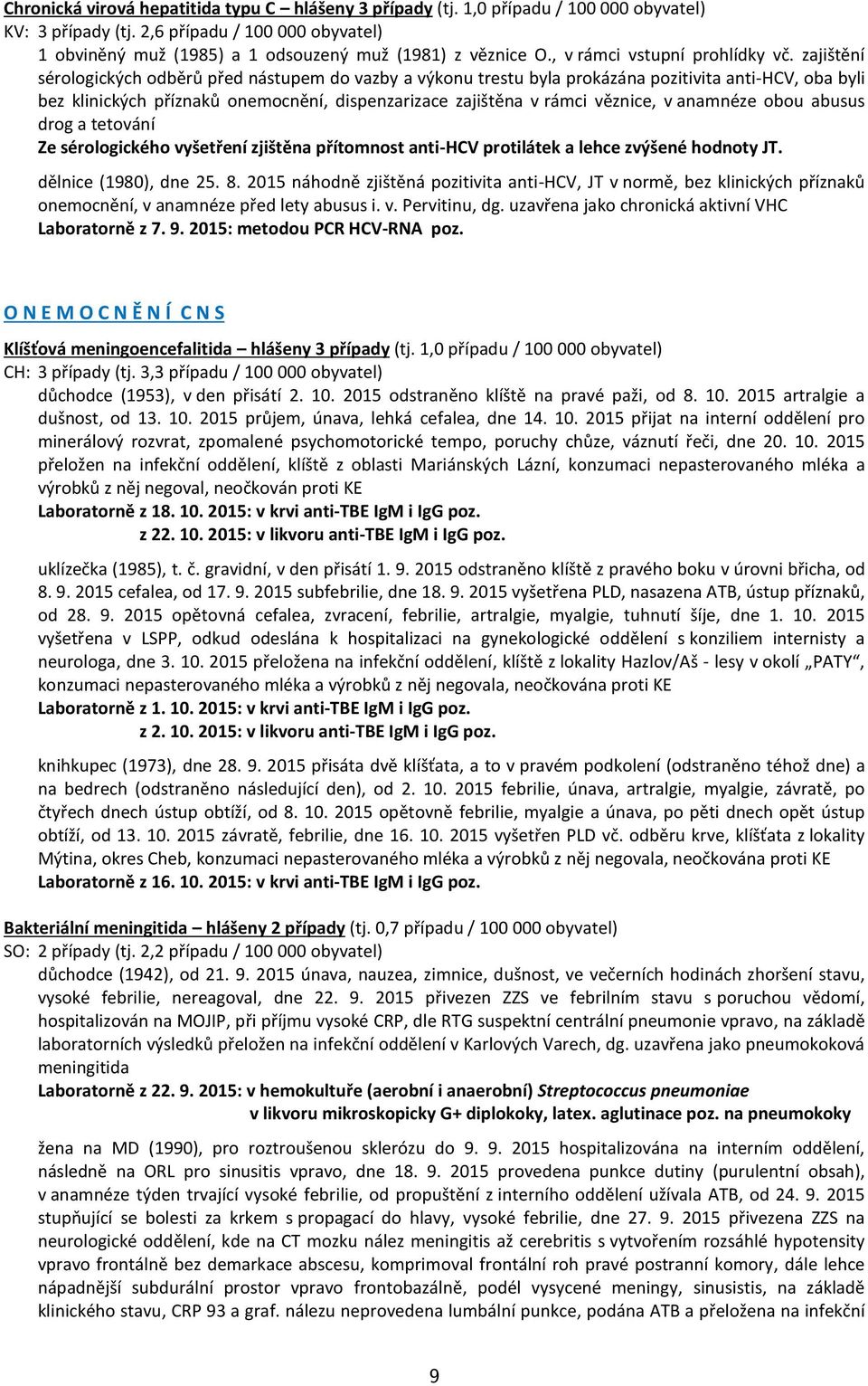 zajištění sérologických odběrů před nástupem do vazby a výkonu trestu byla prokázána pozitivita anti-hcv, oba byli bez klinických příznaků onemocnění, dispenzarizace zajištěna v rámci věznice, v