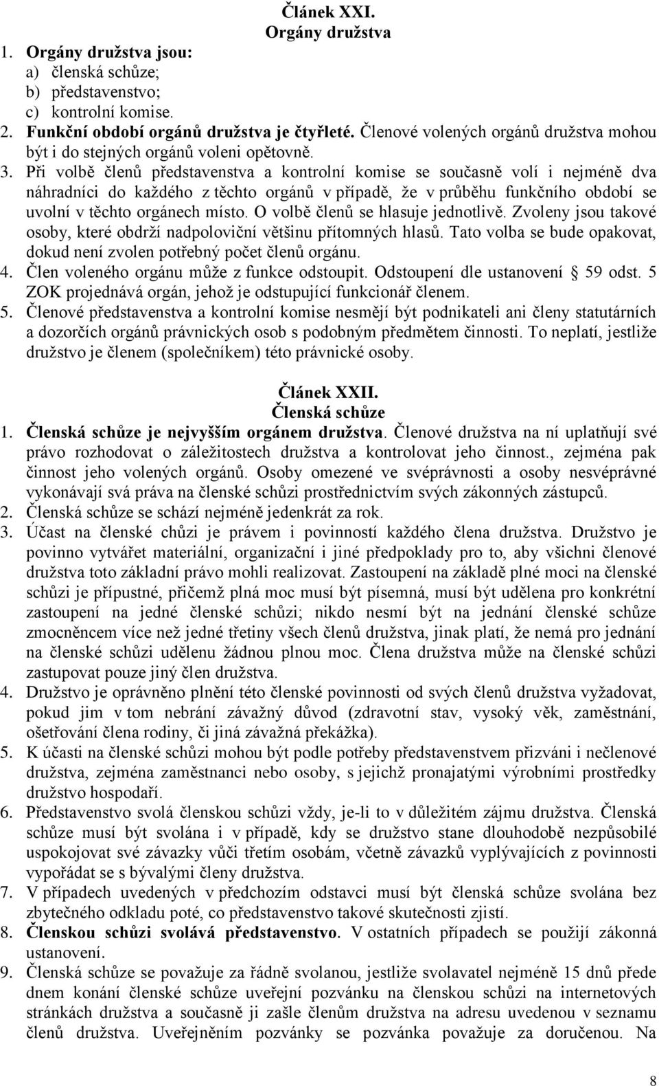 Při volbě členů představenstva a kontrolní komise se současně volí i nejméně dva náhradníci do každého z těchto orgánů v případě, že v průběhu funkčního období se uvolní v těchto orgánech místo.