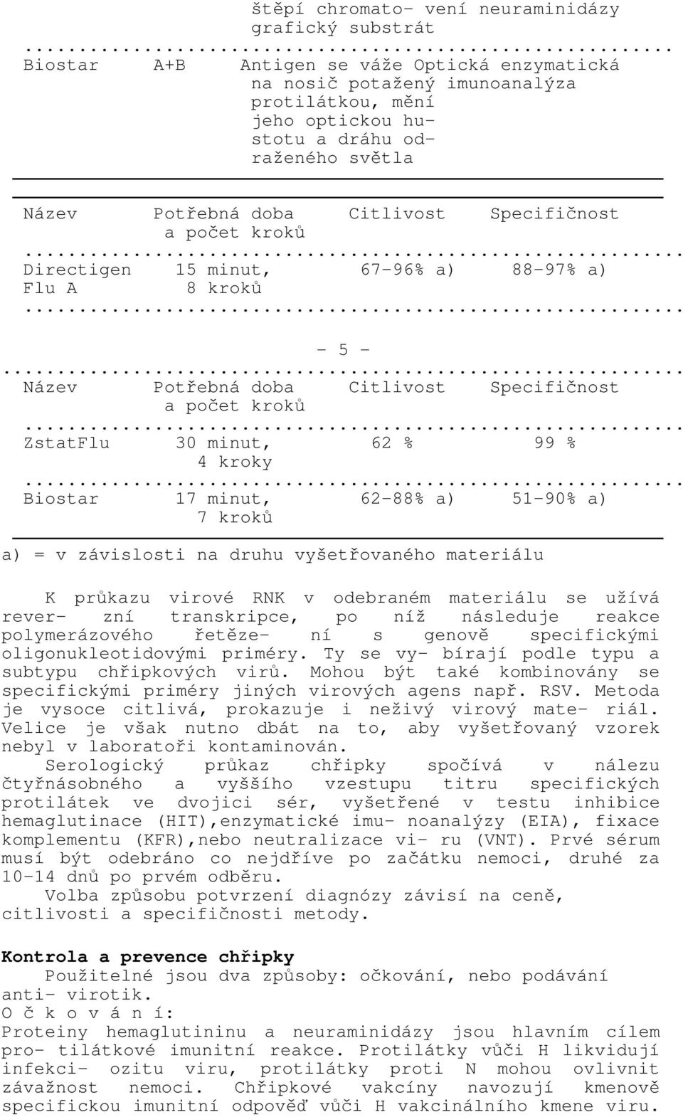 kroků Directigen 15 minut, 67-96% a) 88-97% a) Flu A 8 kroků - 5 -.