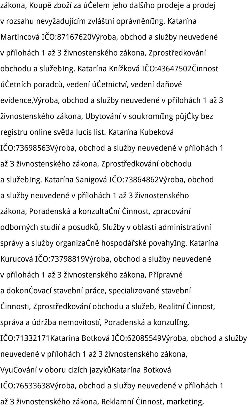 půjčky bez registru online světla lucis list. Katarína Kubeková IČO:73698563Výroba, obchod a služby neuvedené v přílohách 1 až 3 živnostenského zákona, Zprostředkování obchodu a služebing.