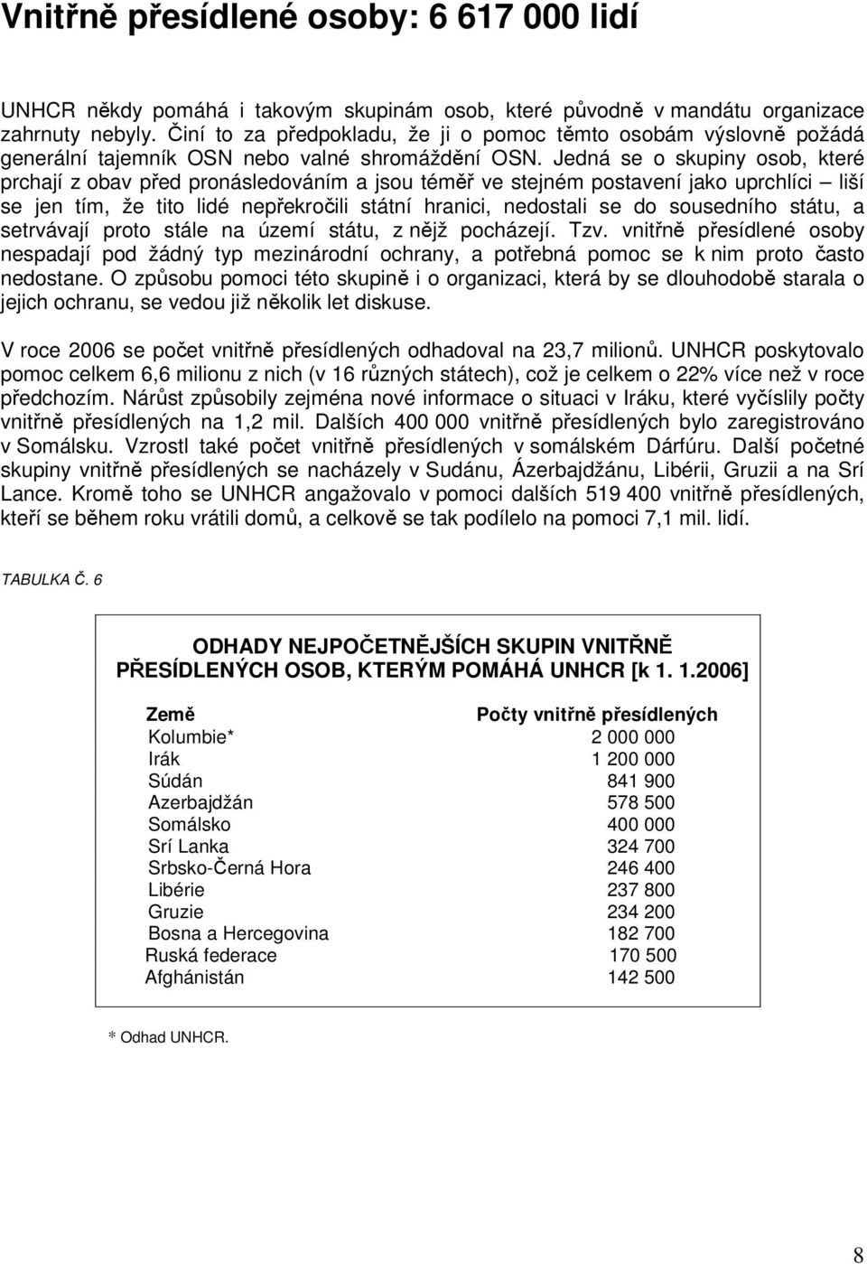 Jedná se o skupiny osob, které prchají z obav před pronásledováním a jsou téměř ve stejném postavení jako uprchlíci liší se jen tím, že tito lidé nepřekročili státní hranici, nedostali se do