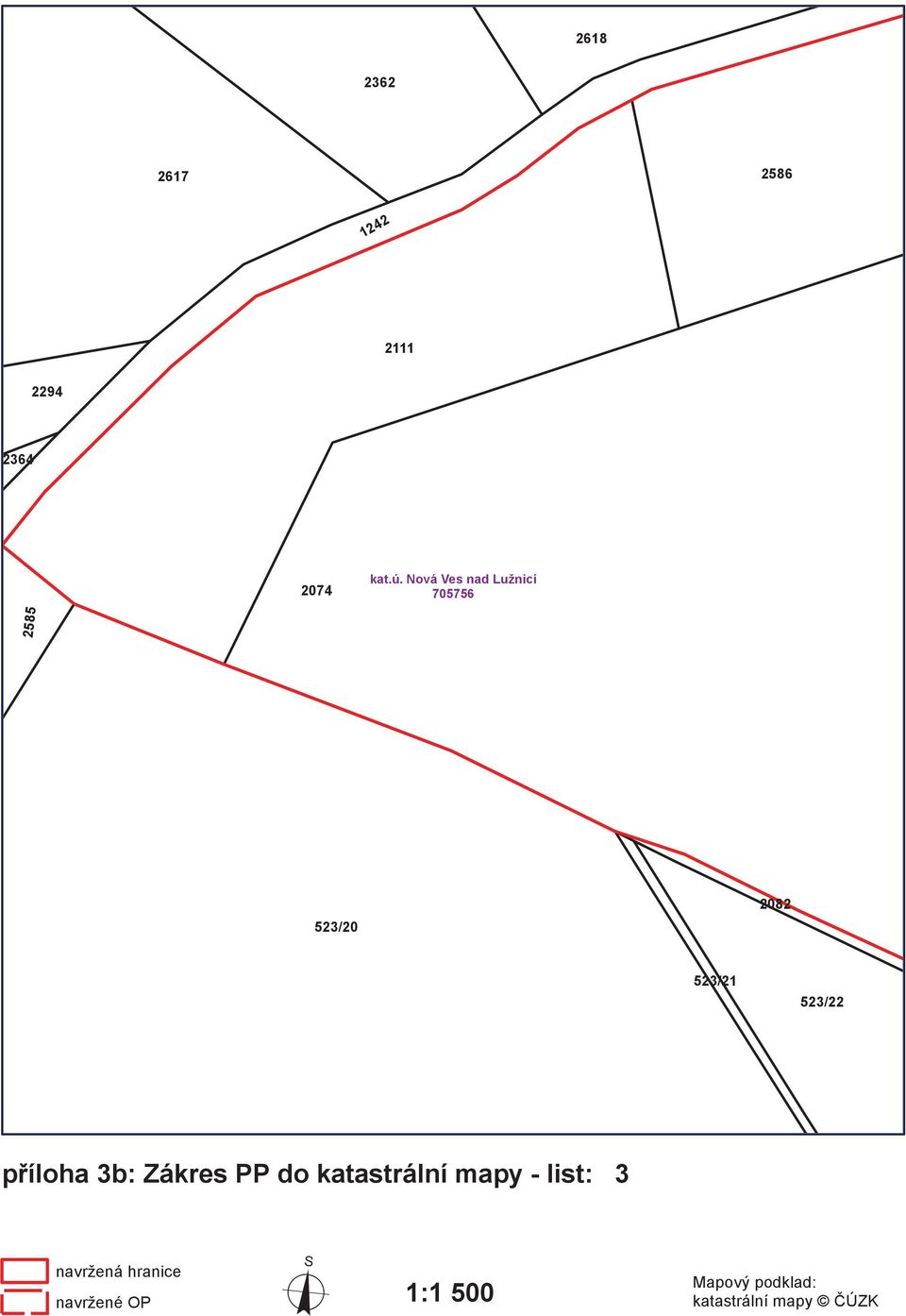 Zákres PP do katastrální mapy - list: 3 navržená