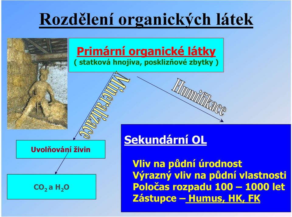 a H 2 O Sekundární OL Vliv na půdní úrodnost Výrazný vliv na