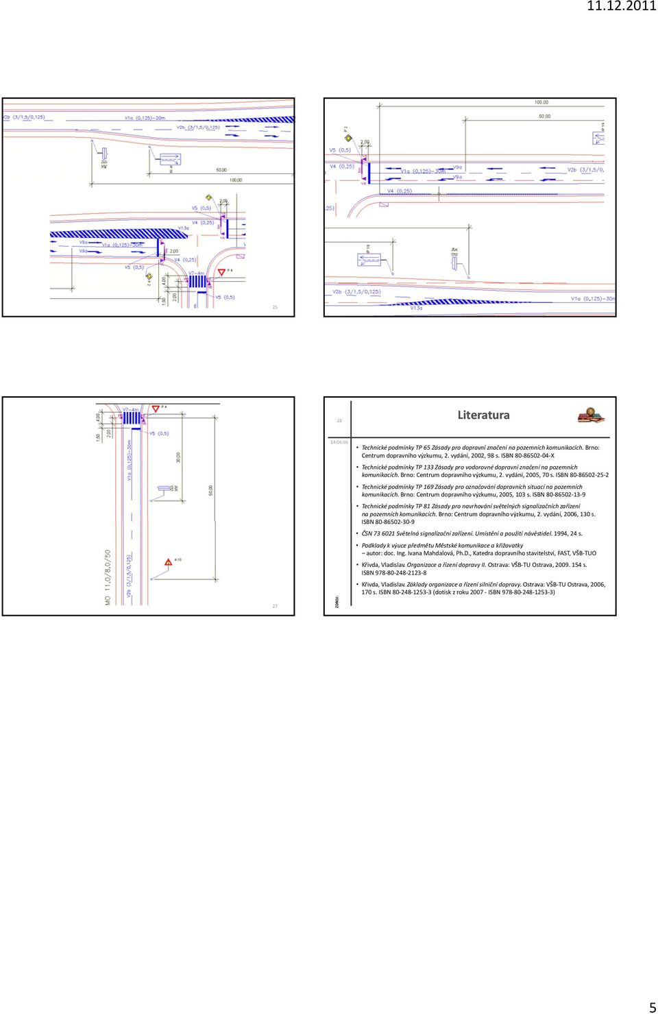 ISBN 80 8650 5 Technické podmínky TP 169 Zásady pro označování dopravních situací na pozemních komunikacích. Brno: Centrum dopravního výzkumu, 005, 103 s.