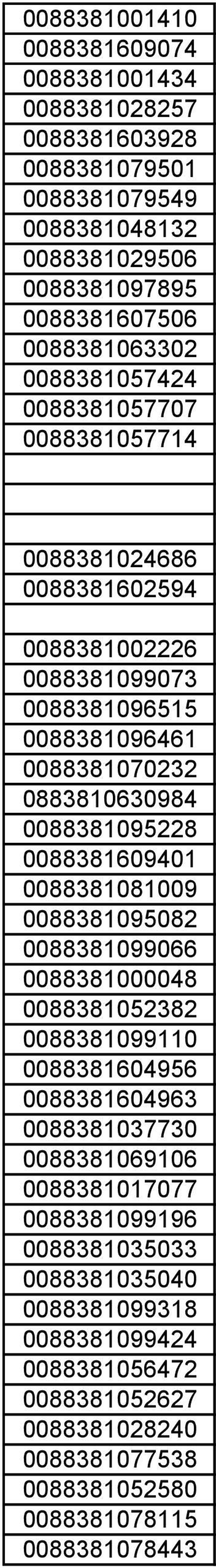 0088381609401 0088381081009 0088381095082 0088381099066 0088381000048 0088381052382 0088381099110 0088381604956 0088381604963 0088381037730 0088381069106 0088381017077