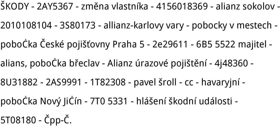 majitel - alians, pobočka břeclav - Alianz úrazové pojištění - 4j48360-8U31882-2AS9991-1T82308