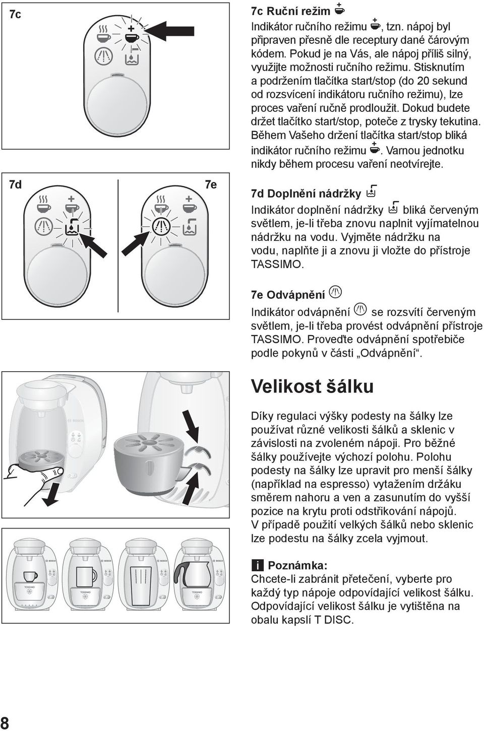 Během Vašeho držení tlačítka start/stop bliká indikátor ručního režimu N. Varnou jednotku nikdy během procesu vaření neotvírejte.