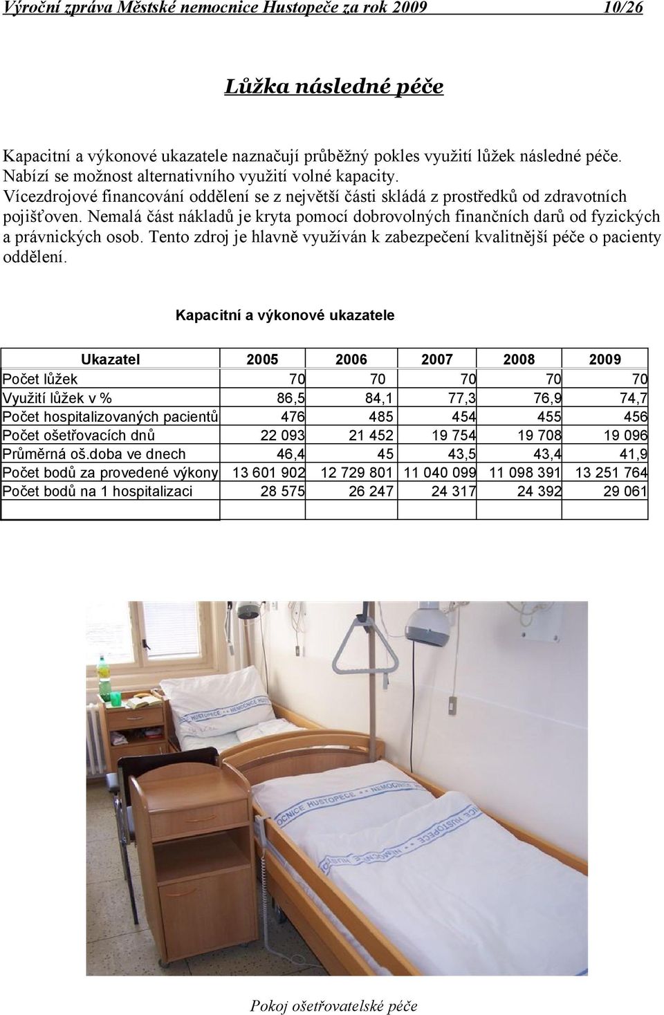 Tento zdroj je hlavně využíván k zabezpečení kvalitnější péče o pacienty oddělení.