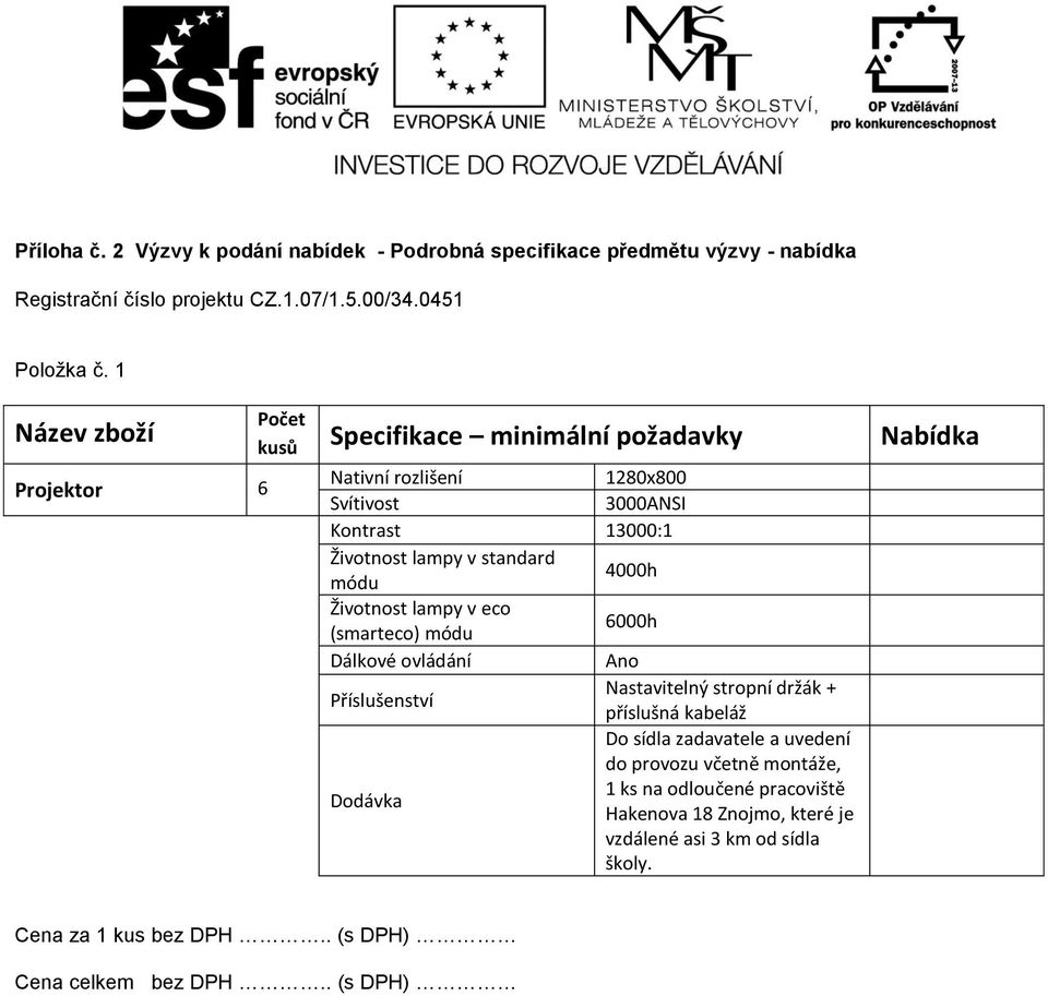 4000h Životnost lampy v eco (smarteco) módu 6000h Dálkové ovládání Ano Příslušenství Nastavitelný stropní držák + příslušná kabeláž do provozu včetně