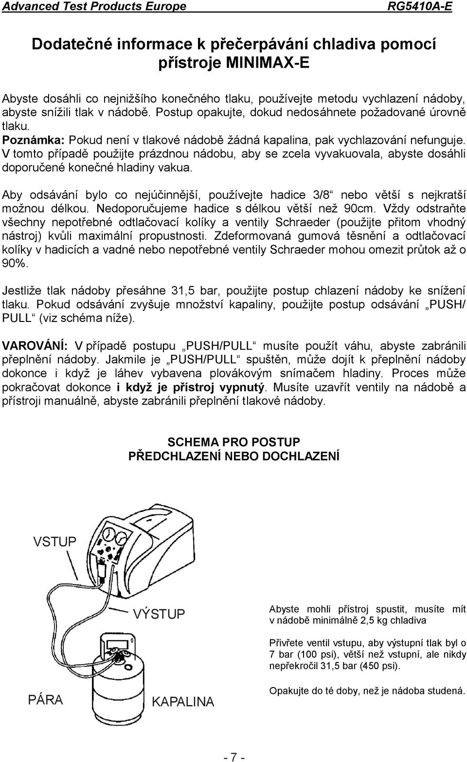 V tomto případě použijte prázdnou nádobu, aby se zcela vyvakuovala, abyste dosáhli doporučené konečné hladiny vakua.