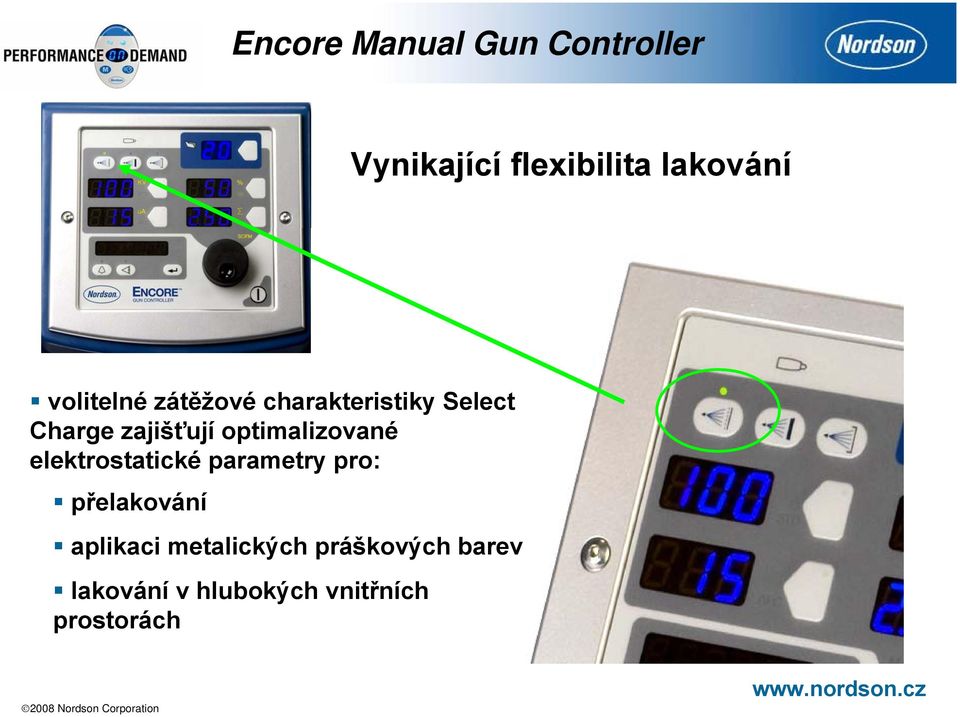 optimalizované elektrostatické parametry pro: přelakování