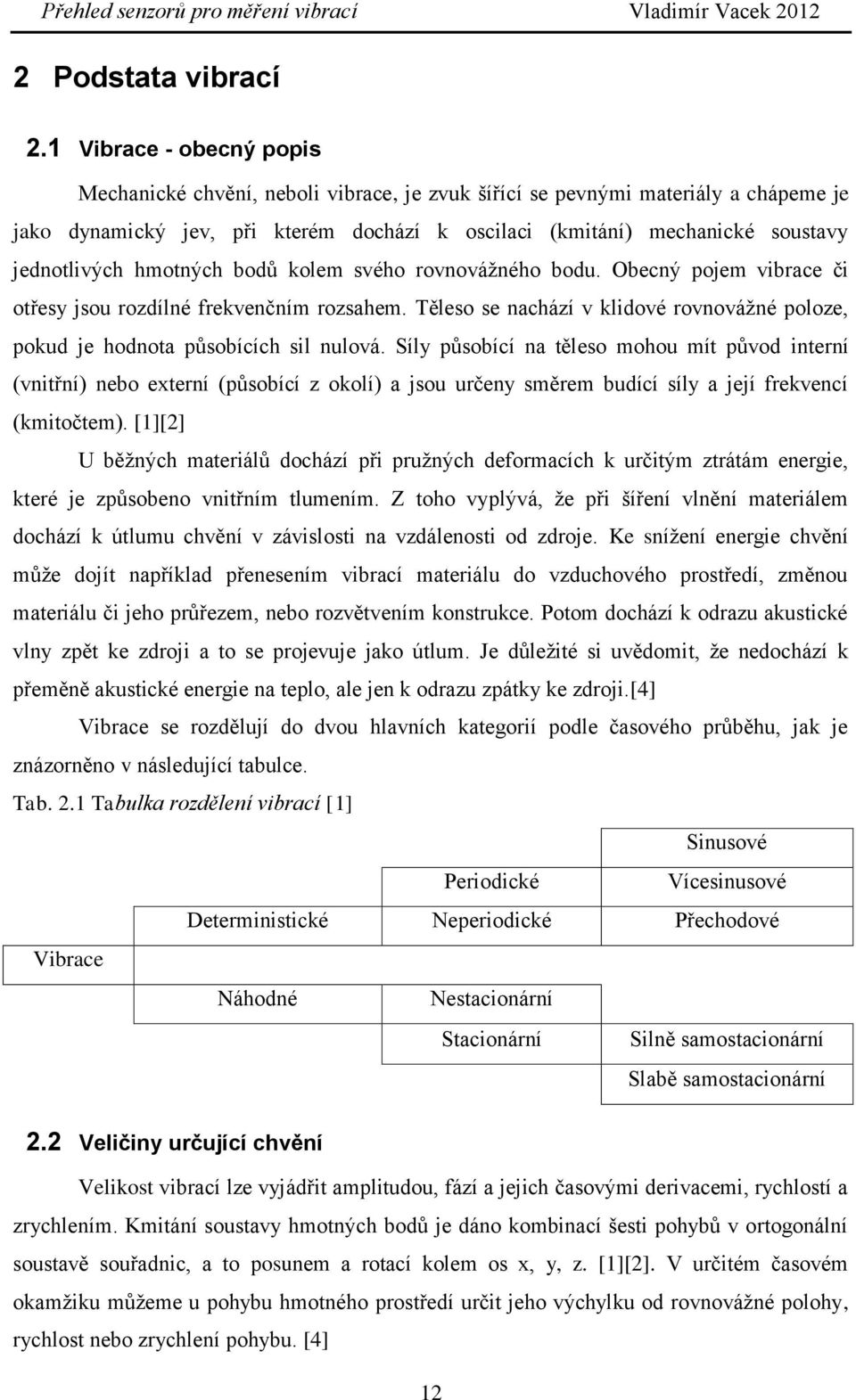 jednotlivých hmotných bodů kolem svého rovnovážného bodu. Obecný pojem vibrace či otřesy jsou rozdílné frekvenčním rozsahem.