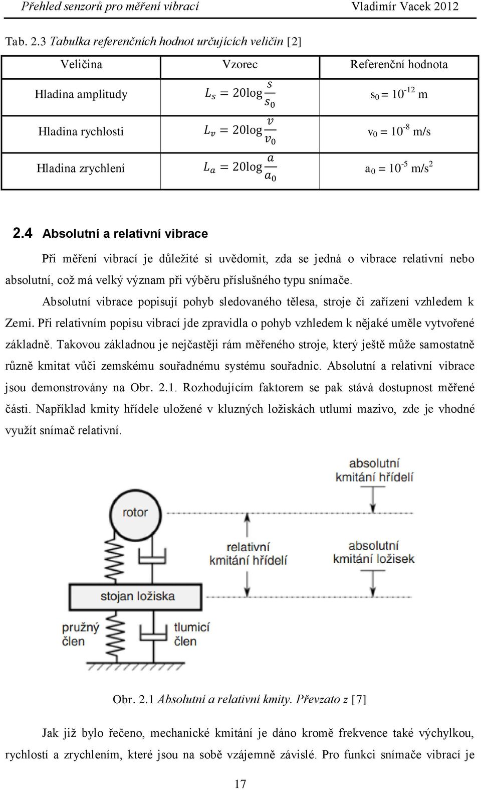 Absolutní vibrace popisují pohyb sledovaného tělesa, stroje či zařízení vzhledem k Zemi. Při relativním popisu vibrací jde zpravidla o pohyb vzhledem k nějaké uměle vytvořené základně.