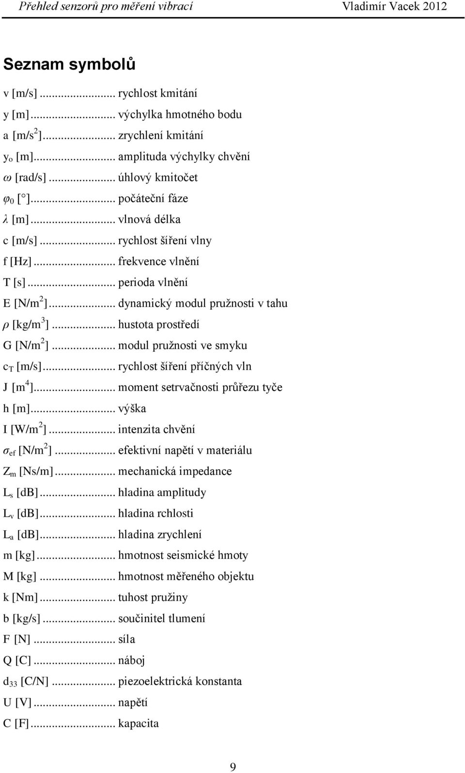 .. hustota prostředí G [N/m 2 ]... modul pružnosti ve smyku c T [m/s]... rychlost šíření příčných vln J [m 4 ]... moment setrvačnosti průřezu tyče h [m]... výška I [W/m 2 ].