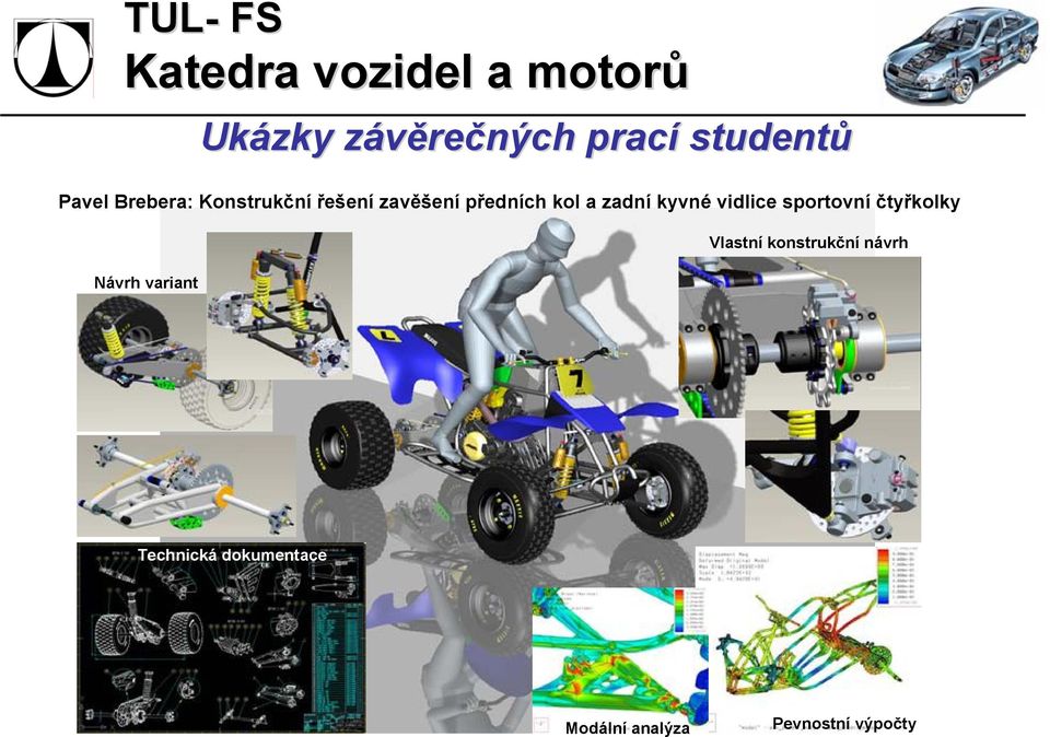 kyvné vidlice sportovní čtyřkolky Vlastní konstrukční