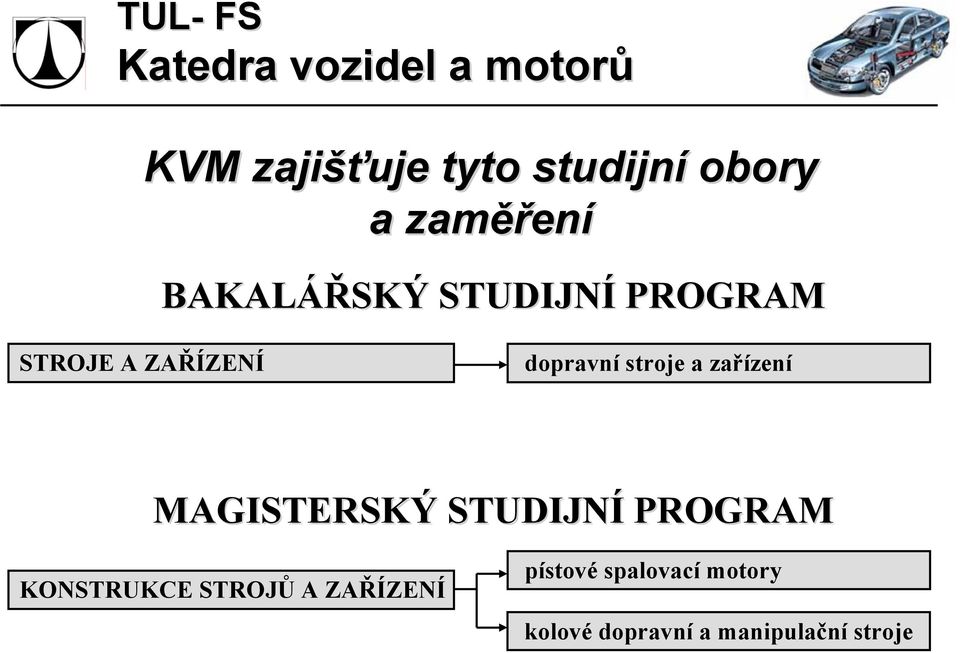 zařízení MAGISTERSKÝ STUDIJNÍ PROGRAM KONSTRUKCE STROJŮ A