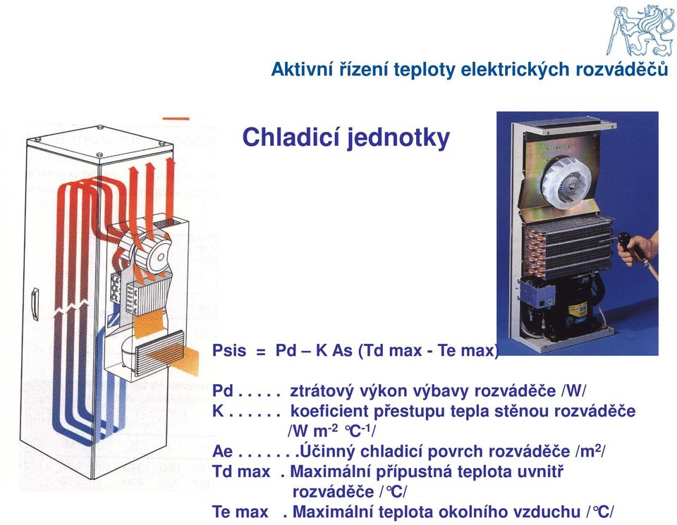 ..... koeficient přestupu tepla stěnou rozváděče /W m -2 C -1 / Ae.