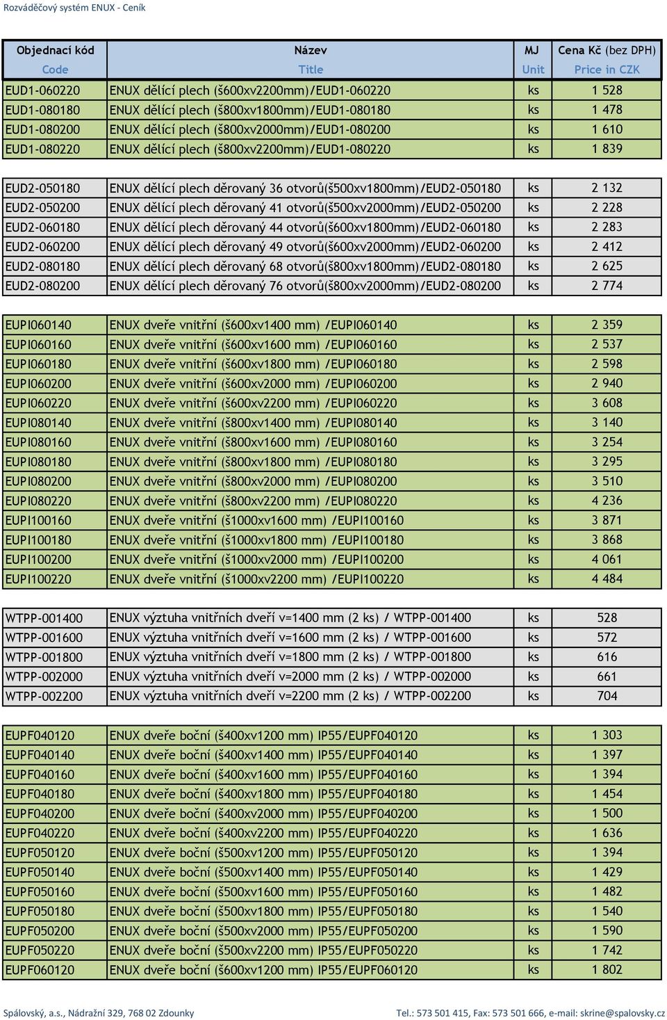 otvorů(š500xv2000mm)/eud2-050200 ks 2 228 EUD2-060180 ENUX dělící plech děrovaný 44 otvorů(š600xv1800mm)/eud2-060180 ks 2 283 EUD2-060200 ENUX dělící plech děrovaný 49