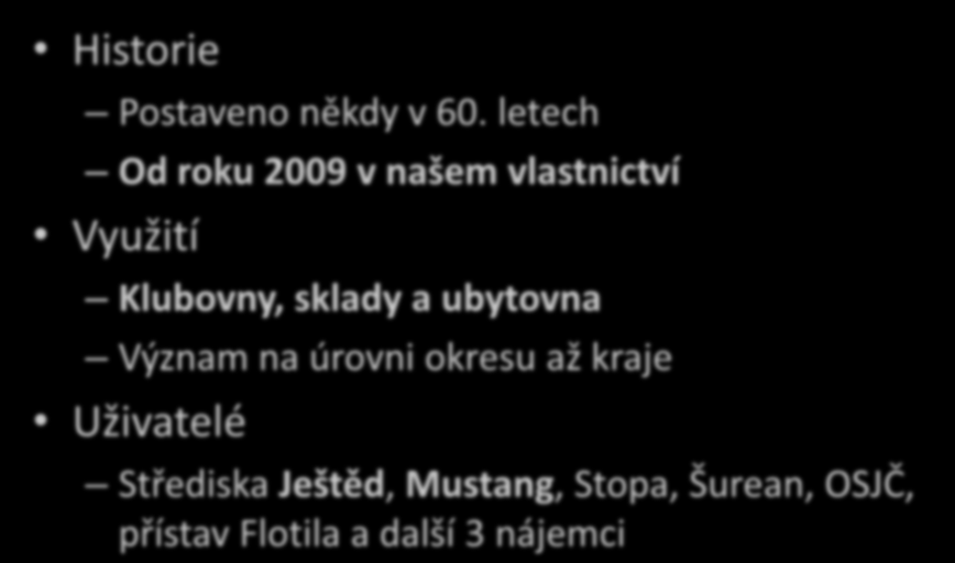 Základna Hanychov Historie Postaveno někdy v 60.