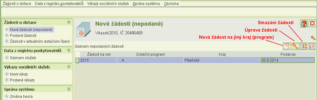 Umístěte kurzor na záznam žádosti, kterou chcete upravit a klikněte na tl. Údržba žádosti. 9 Formuláře žádosti 9.