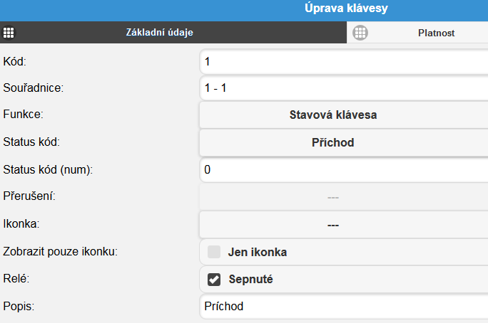 Web Visitor 5.1.12 Klávesy Rozvržení hlavní obrazovky lze definovat pomocí souřadnic.