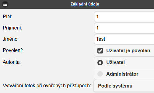 Web Visitor Úprava klávesy platnost: Lze definovat až 3 časy, kdy se klávesa aktivuje, políčka odpovídají dnům v týdnu (tedy Pondělí neděle).