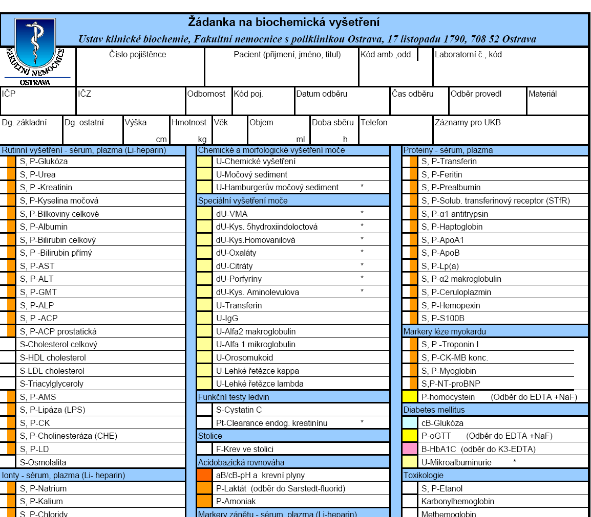 Žádanka na biochemické vyšetření: http://spch.