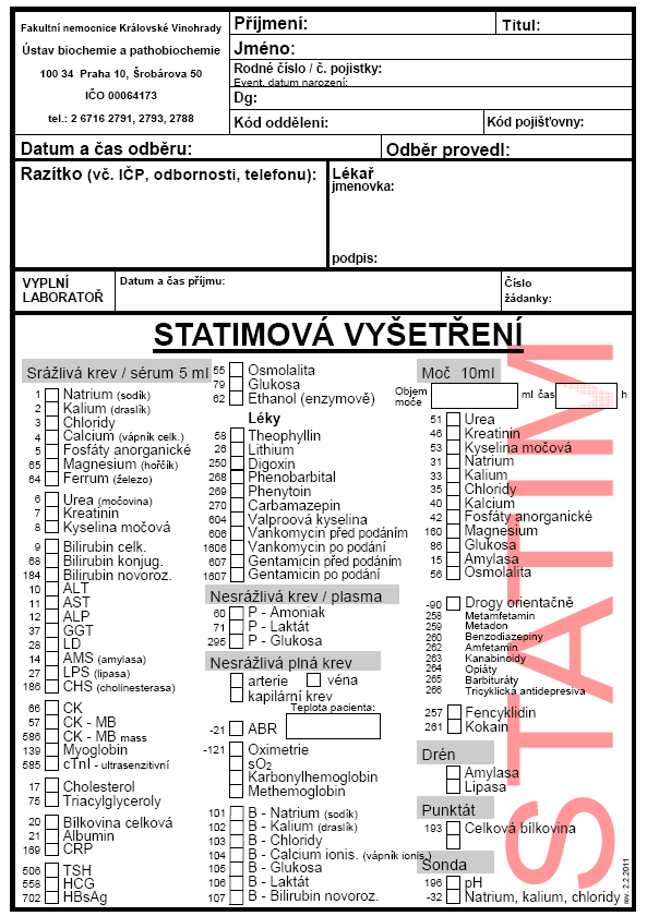 4. Vyšetření STATIM zpracováno ihned