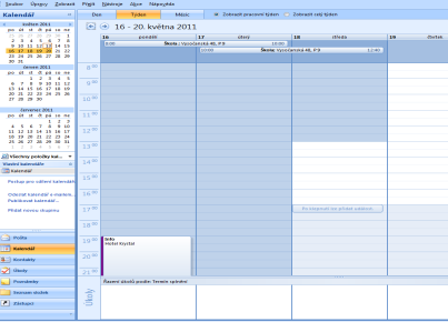 6.3. Kalendář K velmi užitečným funkcím Oulooku patří kalendář. Různým datům a hodinám dne si přidáváte schůzky.